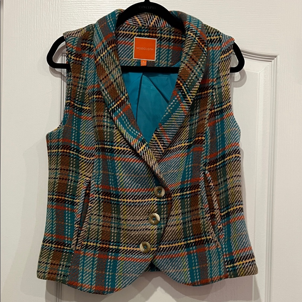 ModCloth Women's Vibrant Plaid Vest